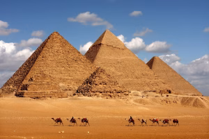 Pyramids of Giza near Cairo, one of the best places to visit in Egypt for first-time travelers